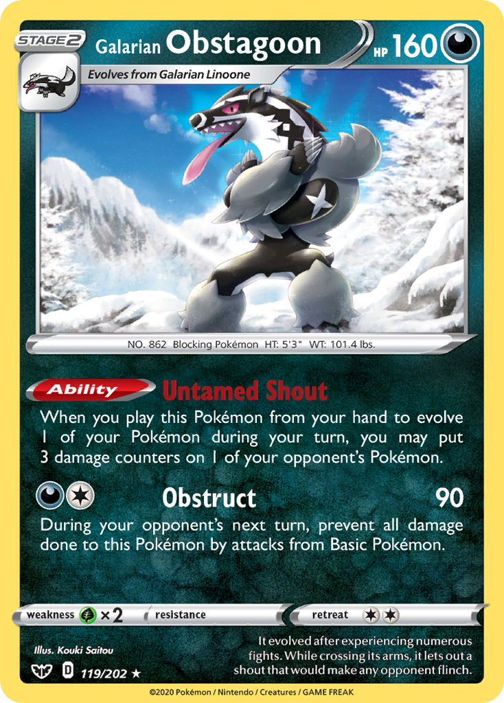 Galarian Obstagoon (119/202) [Sword & Shield: Base Set] | Enigma On Main