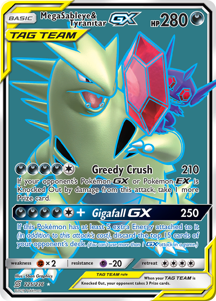 Mega Sableye & Tyranitar GX (225/236) [Sun & Moon: Unified Minds] | Enigma On Main