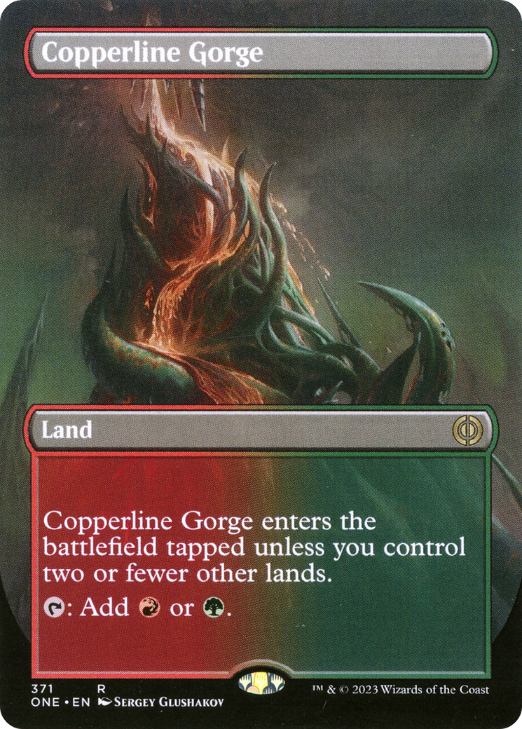 Copperline Gorge (Borderless Alternate Art) [Phyrexia: All Will Be One] | Enigma On Main