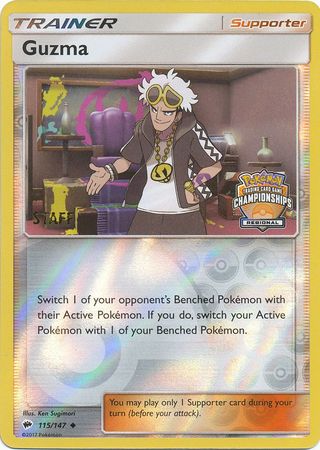 Guzma (115/147) (League Promo) (Staff) [Sun & Moon: Burning Shadows] | Enigma On Main