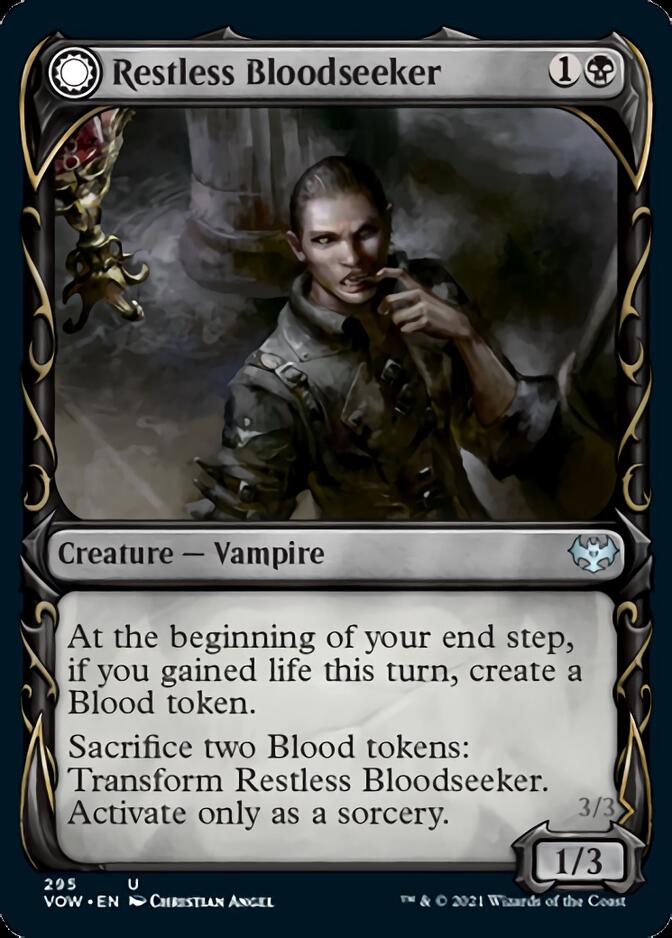 Restless Bloodseeker // Bloodsoaked Reveler (Showcase Fang Frame) [Innistrad: Crimson Vow] | Enigma On Main