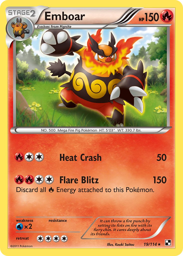 Emboar (19/114) (Cracked Ice Holo) (Theme Deck Exclusive) [Black & White: Base Set] | Enigma On Main