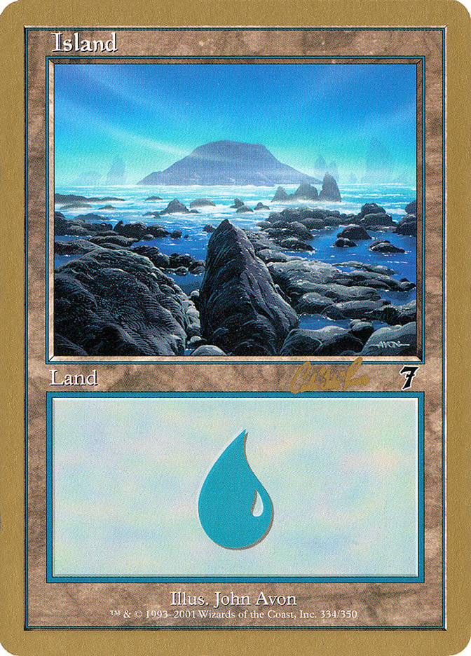 Island (cr334) (Carlos Romao) [World Championship Decks 2002] | Enigma On Main