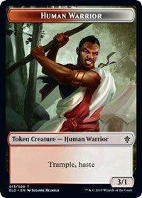 Human Warrior // Food (18) Double-sided Token [Throne of Eldraine Tokens] | Enigma On Main