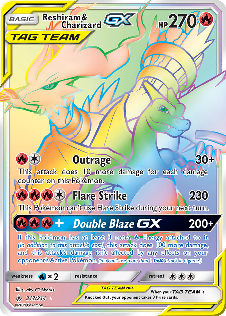 Reshiram & Charizard GX (217/214) [Sun & Moon: Unbroken Bonds] | Enigma On Main