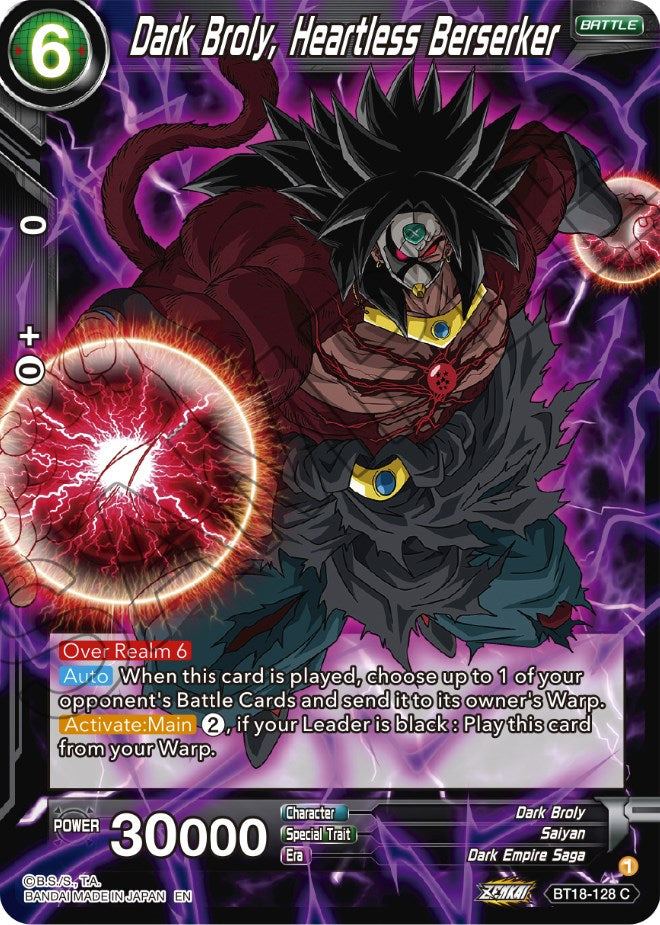 Dark Broly, Heartless Berserker (BT18-128) [Dawn of the Z-Legends] | Enigma On Main