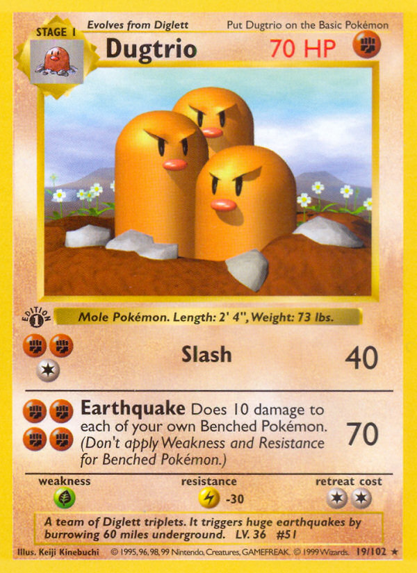 Dugtrio (19/102) (Shadowless) [Base Set 1st Edition] | Enigma On Main