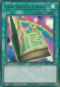 Toon Table of Contents (Green) [LDS1-EN069] Ultra Rare | Enigma On Main