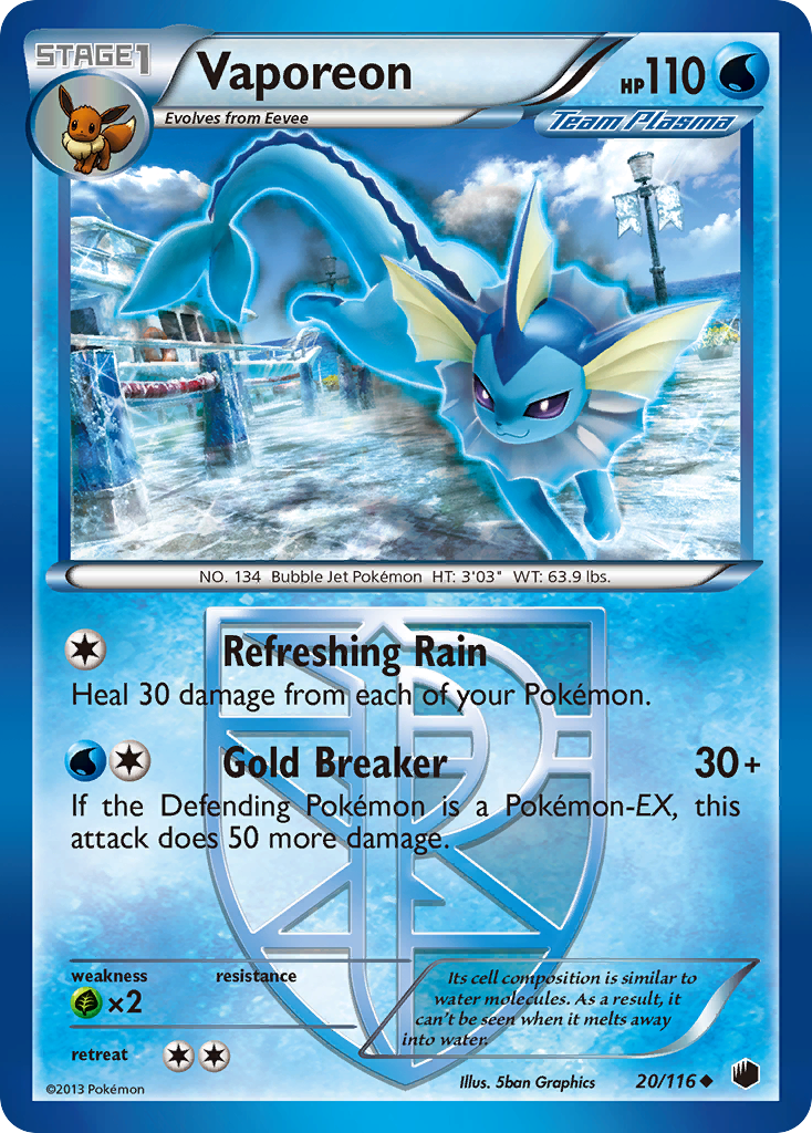 Vaporeon (20/116) [Black & White: Plasma Freeze] | Enigma On Main