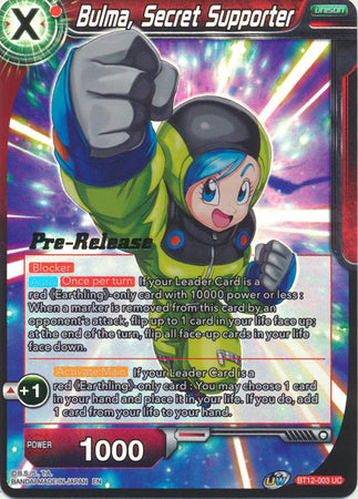 Bulma, Secret Supporter (BT12-003) [Vicious Rejuvenation Prerelease Promos] | Enigma On Main