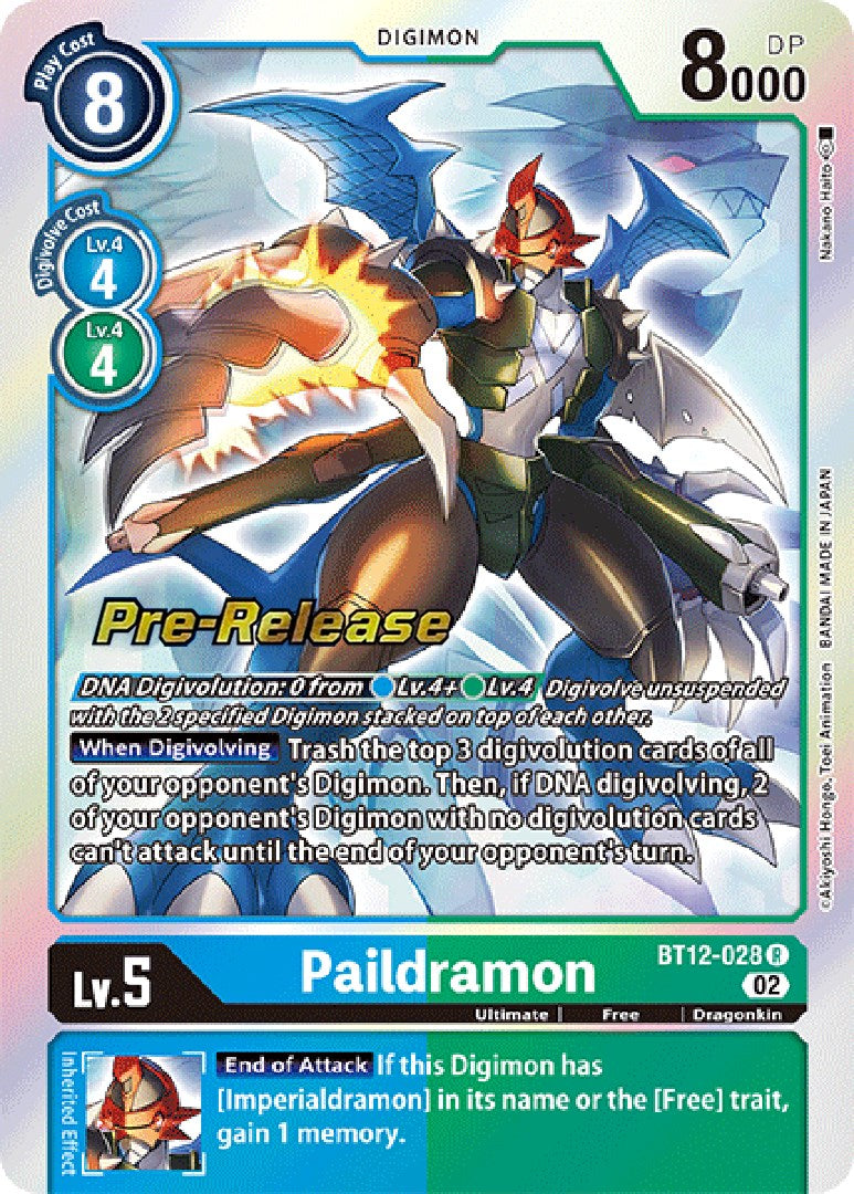 Paildramon [BT12-028] [Across Time Pre-Release Cards] | Enigma On Main