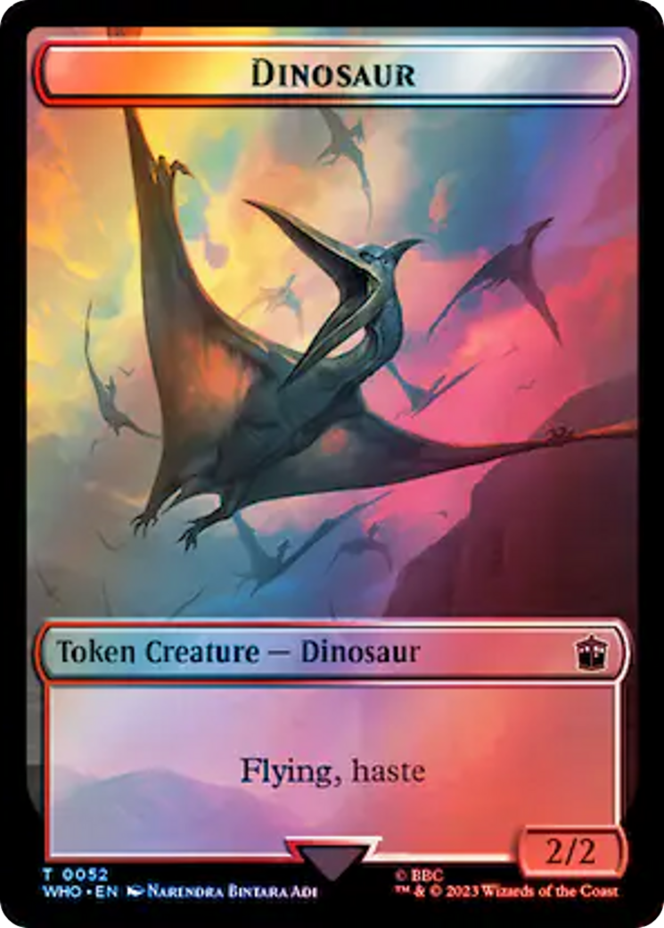 Human Rogue // Dinosaur Double-Sided Token (Surge Foil) [Doctor Who Tokens] | Enigma On Main