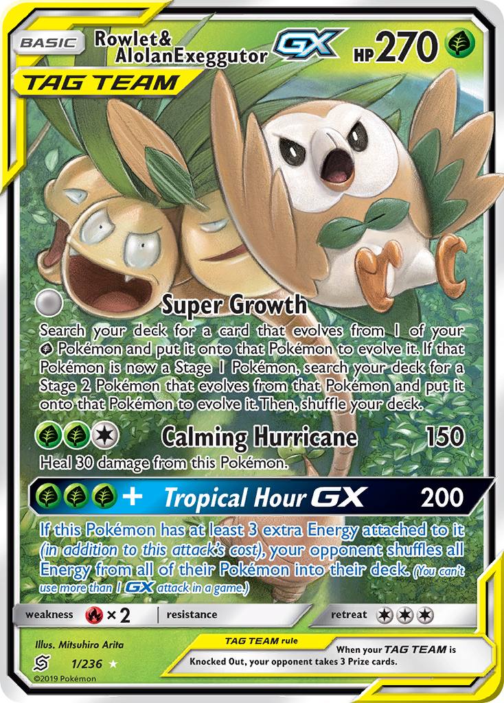 Rowlet & Alolan Exeggutor GX (1/236) [Sun & Moon: Unified Minds] | Enigma On Main