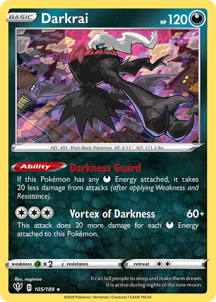 Darkrai (105/189) (Theme Deck Exclusive) [Sword & Shield: Darkness Ablaze] | Enigma On Main