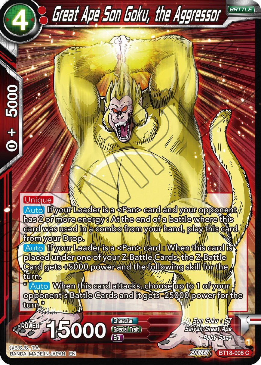 Great Ape Son Goku, the Aggressor (BT18-008) [Dawn of the Z-Legends] | Enigma On Main