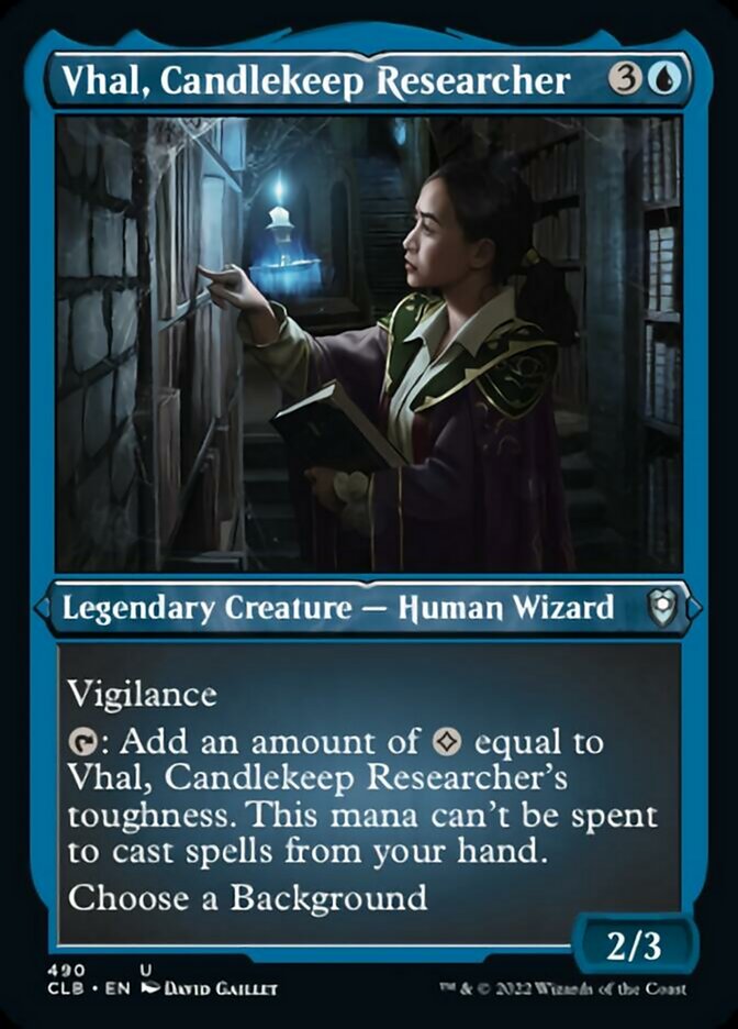 Vhal, Candlekeep Researcher (Foil Etched) [Commander Legends: Battle for Baldur's Gate] | Enigma On Main