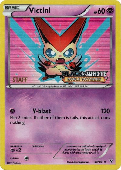 Victini (43/101) (Staff Prerelease Promo) [Black & White: Black Star Promos] | Enigma On Main