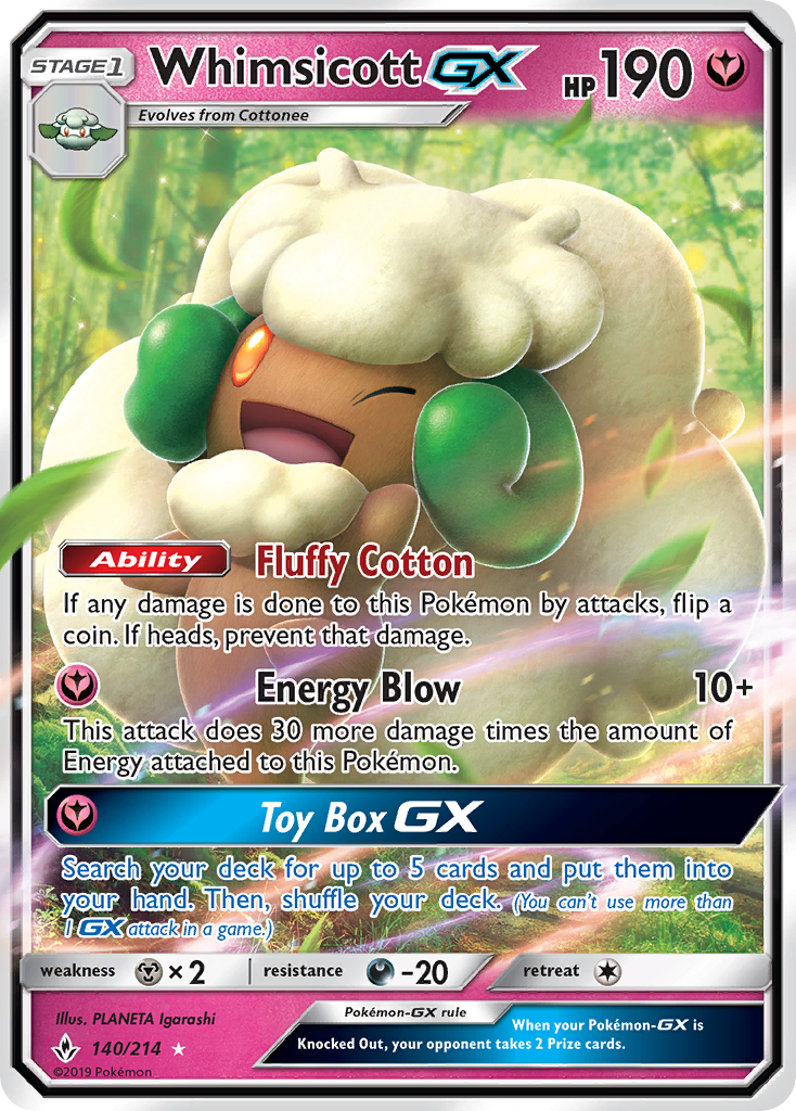 Whimsicott GX (140/214) [Sun & Moon: Unbroken Bonds] | Enigma On Main