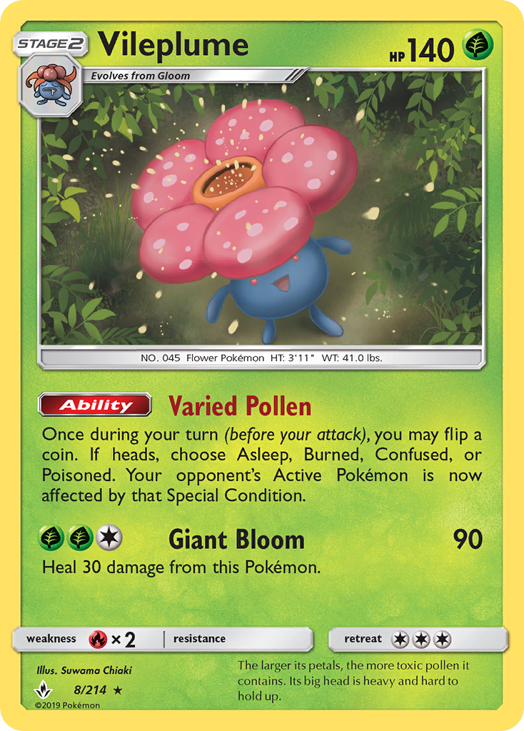 Vileplume (8/214) [Sun & Moon: Unbroken Bonds] | Enigma On Main