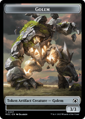 Golem // Clue Double-Sided Token [March of the Machine Commander Tokens] | Enigma On Main