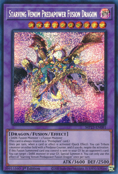 Starving Venom Predapower Fusion Dragon [MP23-EN081] Prismatic Secret Rare | Enigma On Main