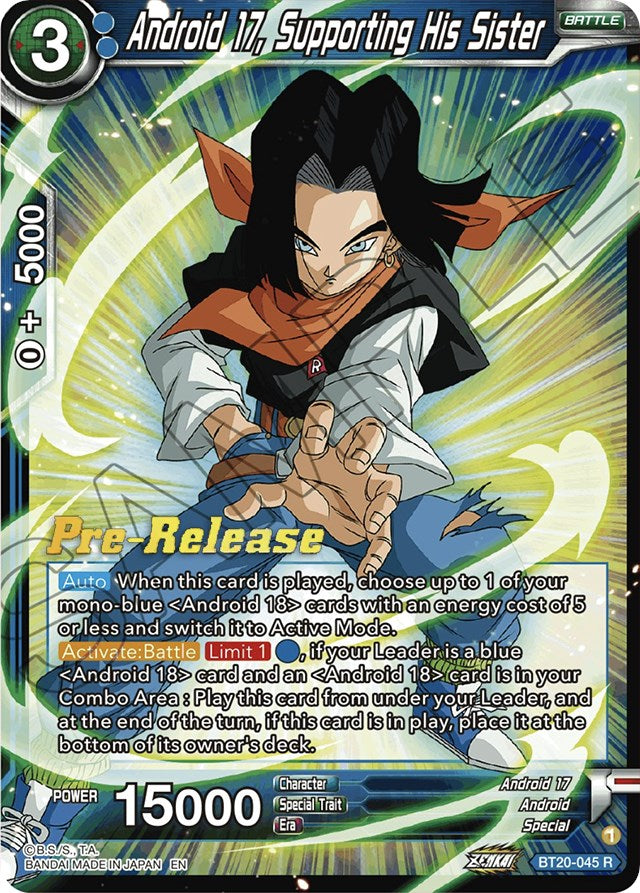 Android 17, Supporting His Sister (BT20-045) [Power Absorbed Prerelease Promos] | Enigma On Main