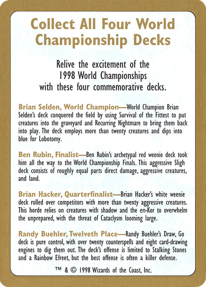 1998 World Championships Ad [World Championship Decks 1998] | Enigma On Main