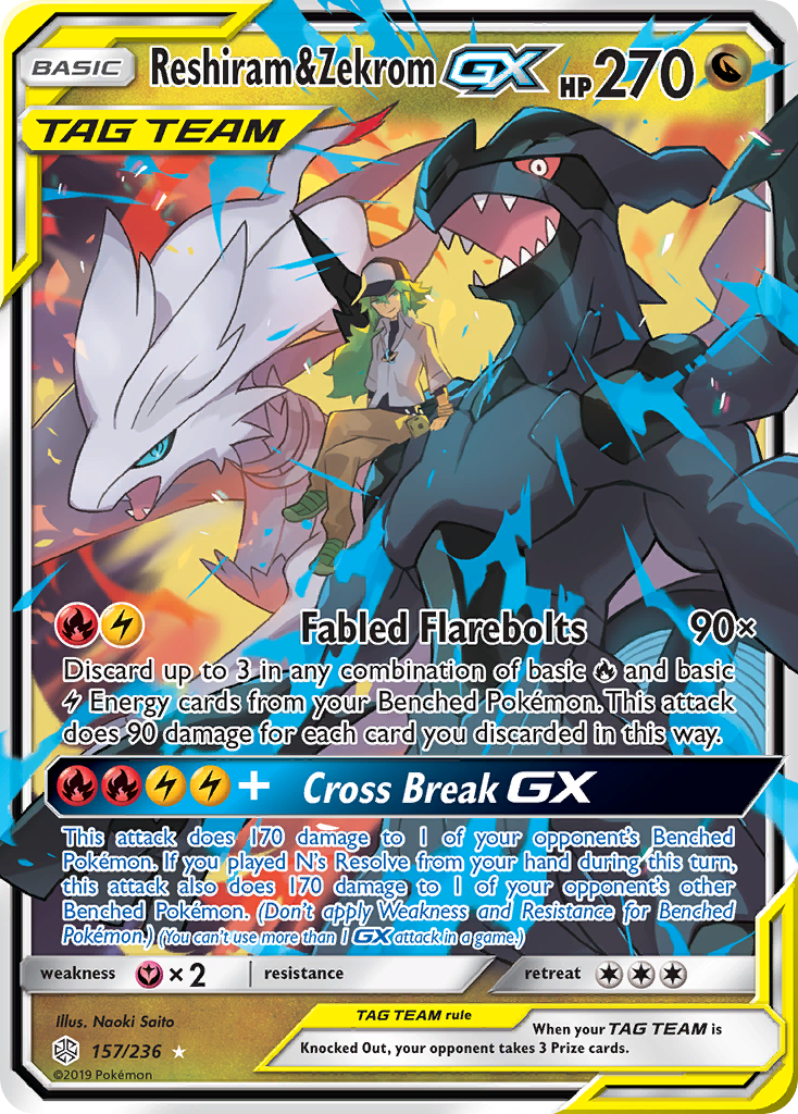 Reshiram & Zekrom GX (157/236) [Sun & Moon: Cosmic Eclipse] | Enigma On Main