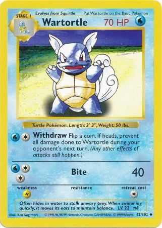 Wartortle (42/102) [Base Set Shadowless Unlimited] | Enigma On Main