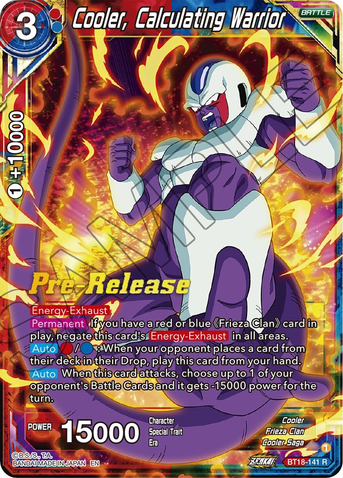 Cooler, Calculated Warrior (BT18-141) [Dawn of the Z-Legends Prerelease Promos] | Enigma On Main