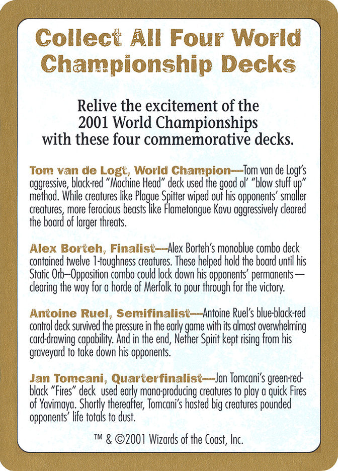 2001 World Championships Ad [World Championship Decks 2001] | Enigma On Main