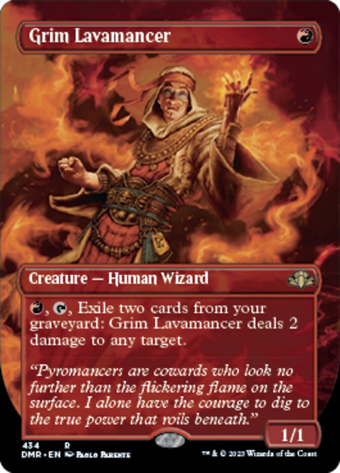 Grim Lavamancer (Borderless Alternate Art) [Dominaria Remastered] | Enigma On Main