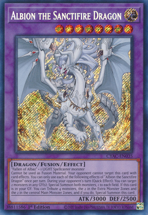 Albion the Sanctifire Dragon [CYAC-EN035] Secret Rare | Enigma On Main