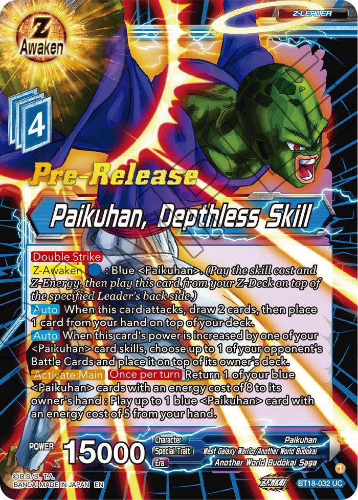 Paikuhan, Depthless Skill (BT18-032) [Dawn of the Z-Legends Prerelease Promos] | Enigma On Main