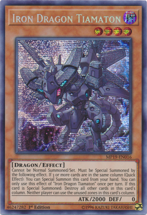 Iron Dragon Tiamaton [MP19-EN016] Prismatic Secret Rare | Enigma On Main