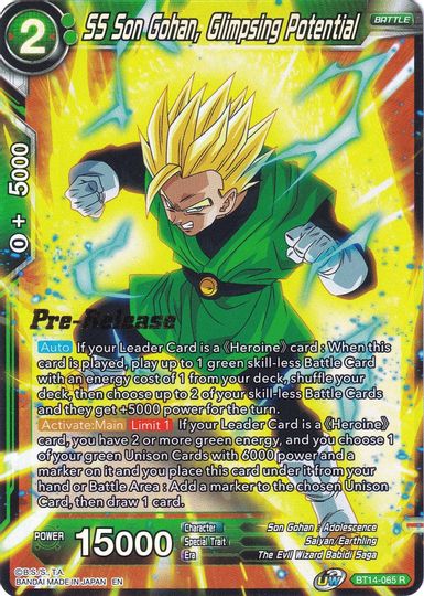 SS Son Gohan, Glimpsing Potential (BT14-065) [Cross Spirits Prerelease Promos] | Enigma On Main