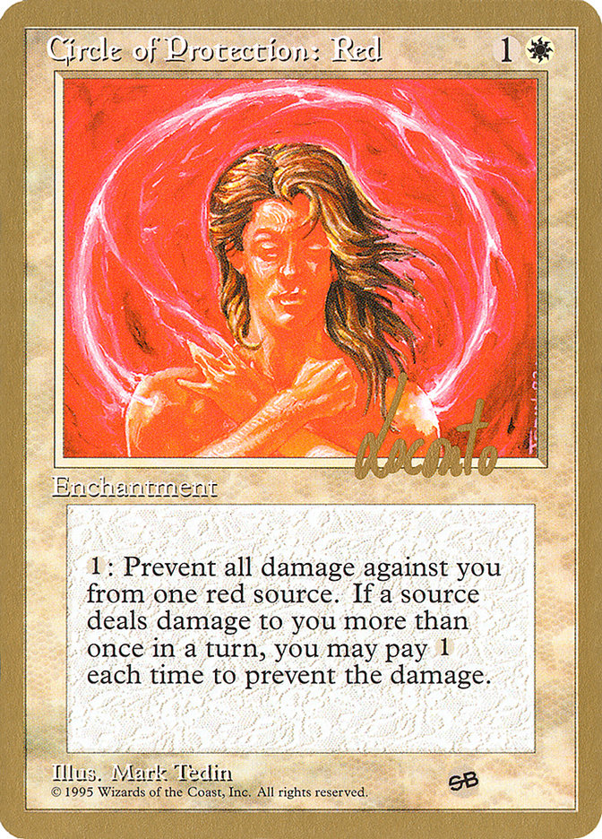 Circle of Protection: Red (Michael Loconto) (SB) (4ED) [Pro Tour Collector Set] | Enigma On Main