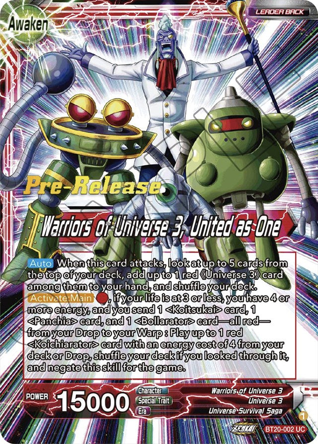 Paparoni // Warriors of Universe 3, United as One (BT20-002) [Power Absorbed Prerelease Promos] | Enigma On Main