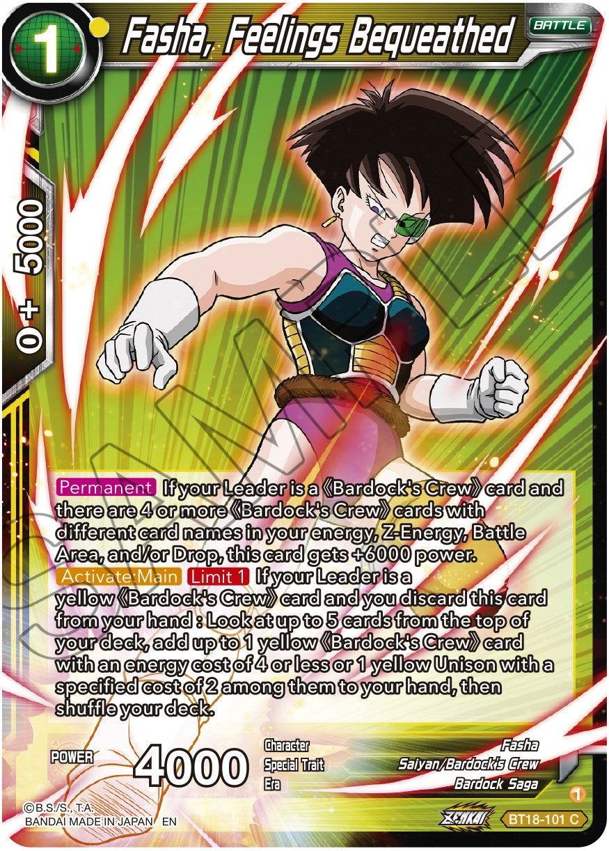 Fasha, Feelings Bequeathed (BT18-101) [Dawn of the Z-Legends] | Enigma On Main