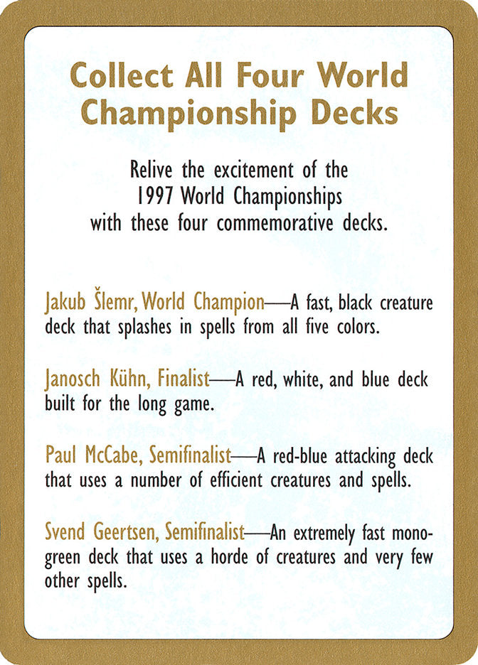 1997 World Championships Ad [World Championship Decks 1997] | Enigma On Main