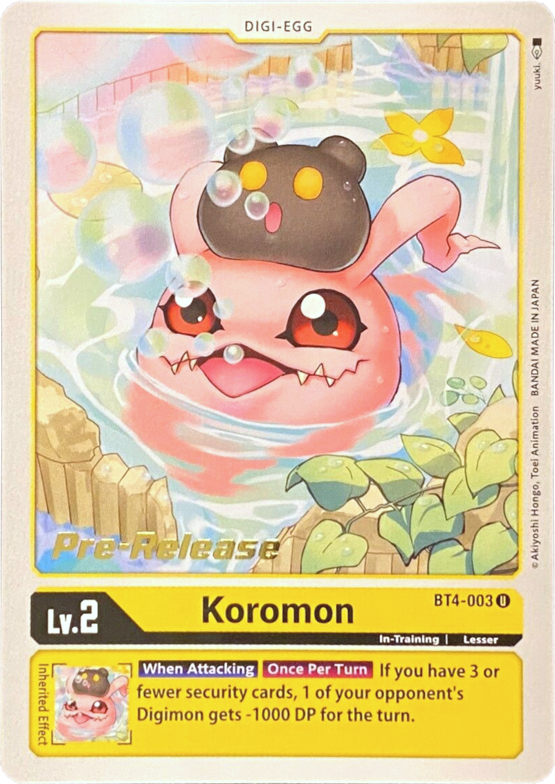 Koromon [BT4-003] [Great Legend Pre-Release Promos] | Enigma On Main