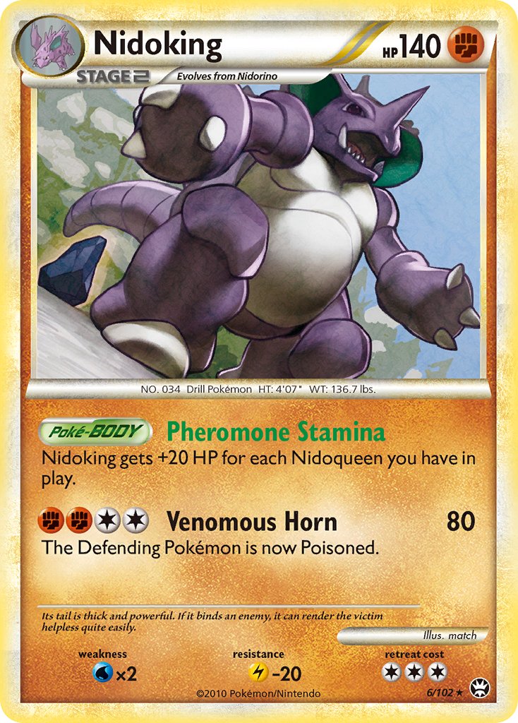 Nidoking (6/102) (Cracked Ice Holo) (Theme Deck Exclusive) [HeartGold & SoulSilver: Triumphant] | Enigma On Main