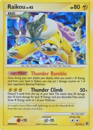 Raikou (16/132) (Cracked Ice Holo) [Diamond & Pearl: Secret Wonders] | Enigma On Main