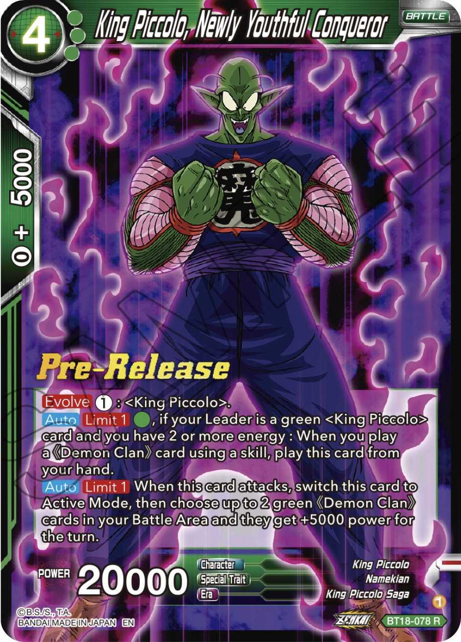 King Piccolo, Newly Youthful Conqueror (BT18-078) [Dawn of the Z-Legends Prerelease Promos] | Enigma On Main