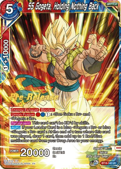 SS Gogeta, Holding Nothing Back (BT16-142) [Realm of the Gods Prerelease Promos] | Enigma On Main