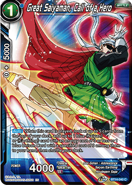 Great Saiyaman, Call of a Hero (BT14-040) [Cross Spirits] | Enigma On Main