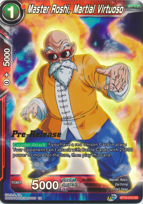 Master Roshi, Martial Virtuoso (BT10-010) [Rise of the Unison Warrior Prerelease Promos] | Enigma On Main