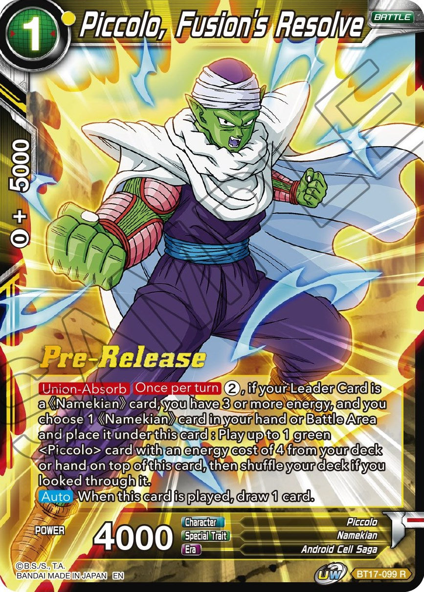 Piccolo, Fusion's Resolve (BT17-099) [Ultimate Squad Prerelease Promos] | Enigma On Main