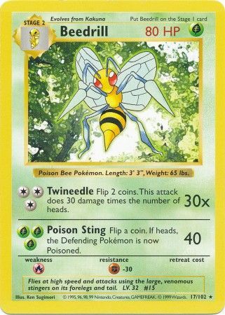 Beedrill (17/102) [Base Set Shadowless Unlimited] | Enigma On Main