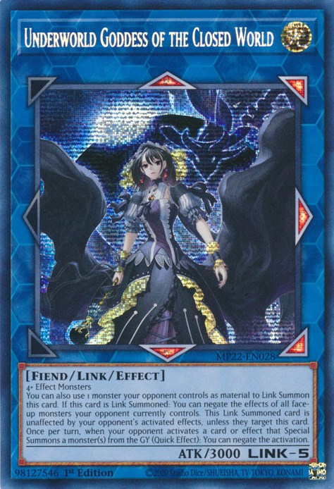 Underworld Goddess of the Closed World [MP22-EN028] Prismatic Secret Rare | Enigma On Main